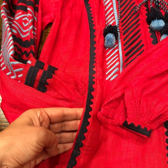 March 11 Namibia Red Linen Mini Dress Size L - Picture 14 of 17